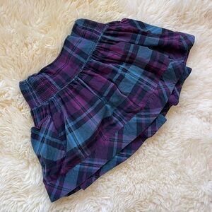 Plaid Ruffled Mini Skirt in Teal and Purple